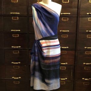 RACHEL Rachel Roy One Shoulder Watercolor Dress 6